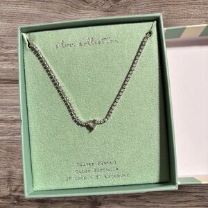 NIB A.N.D. Silver Plated Necklace with Cubic Zirconia